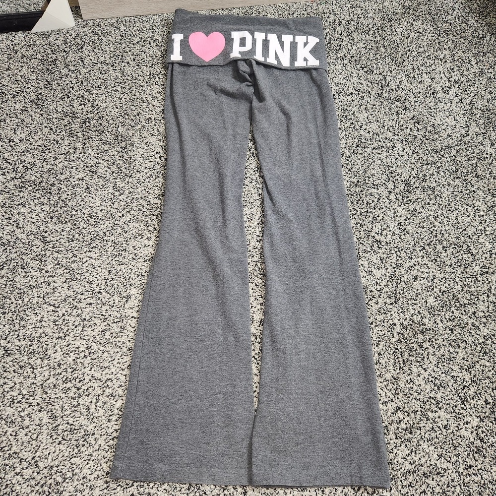 Y2k Vtg Victorias Secret PINK Yoga Pants Foldover Waist Flare Women XS 2011 Rare